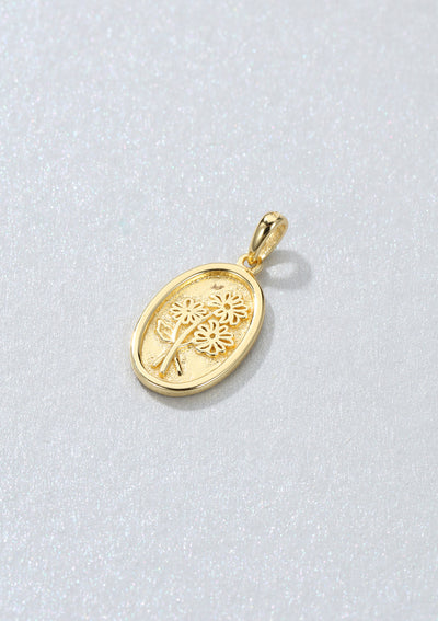 Oval Daisy Pendant Sterling Silver Gold