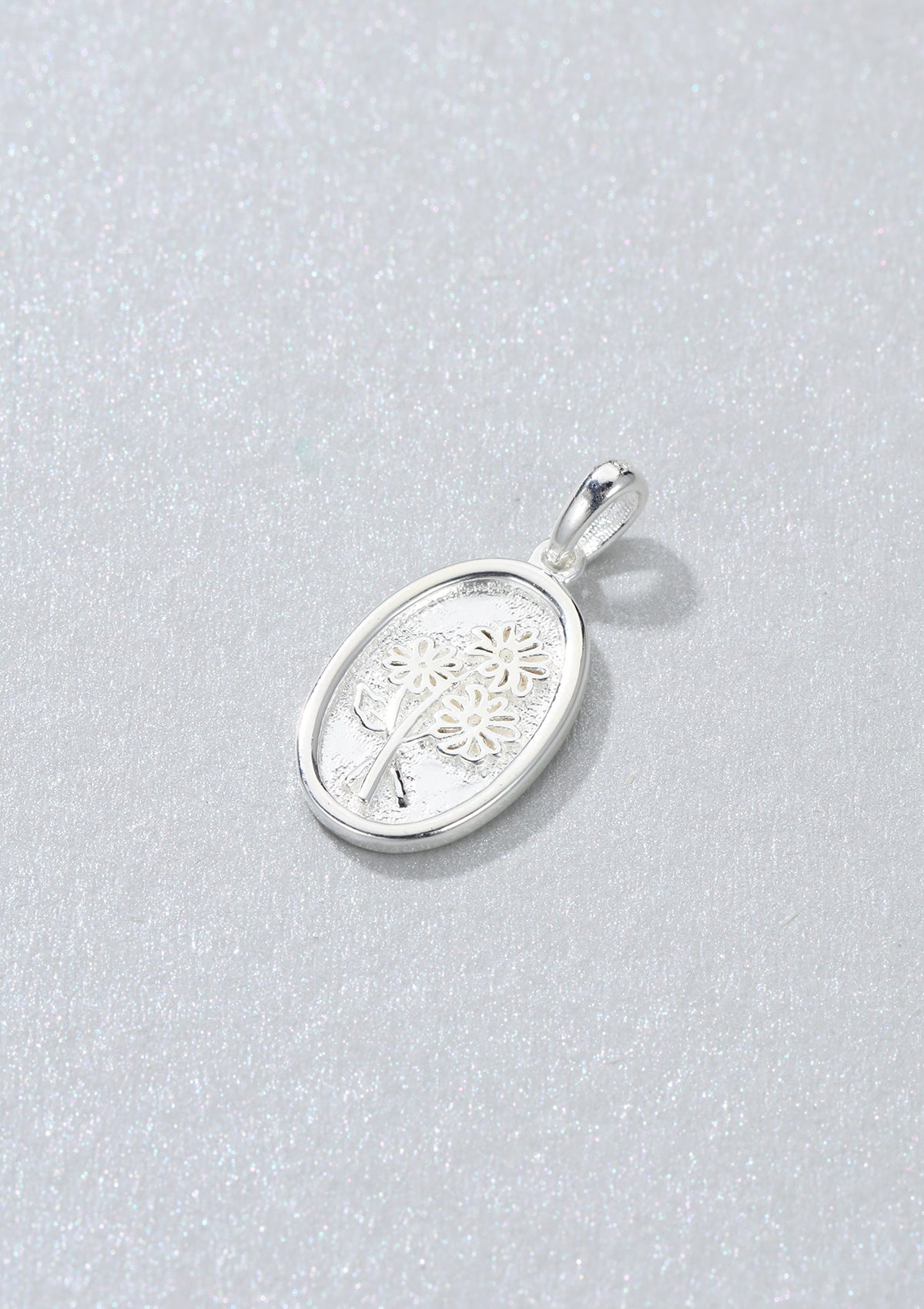 Pendentif Marguerite Ovale Argent Sterling