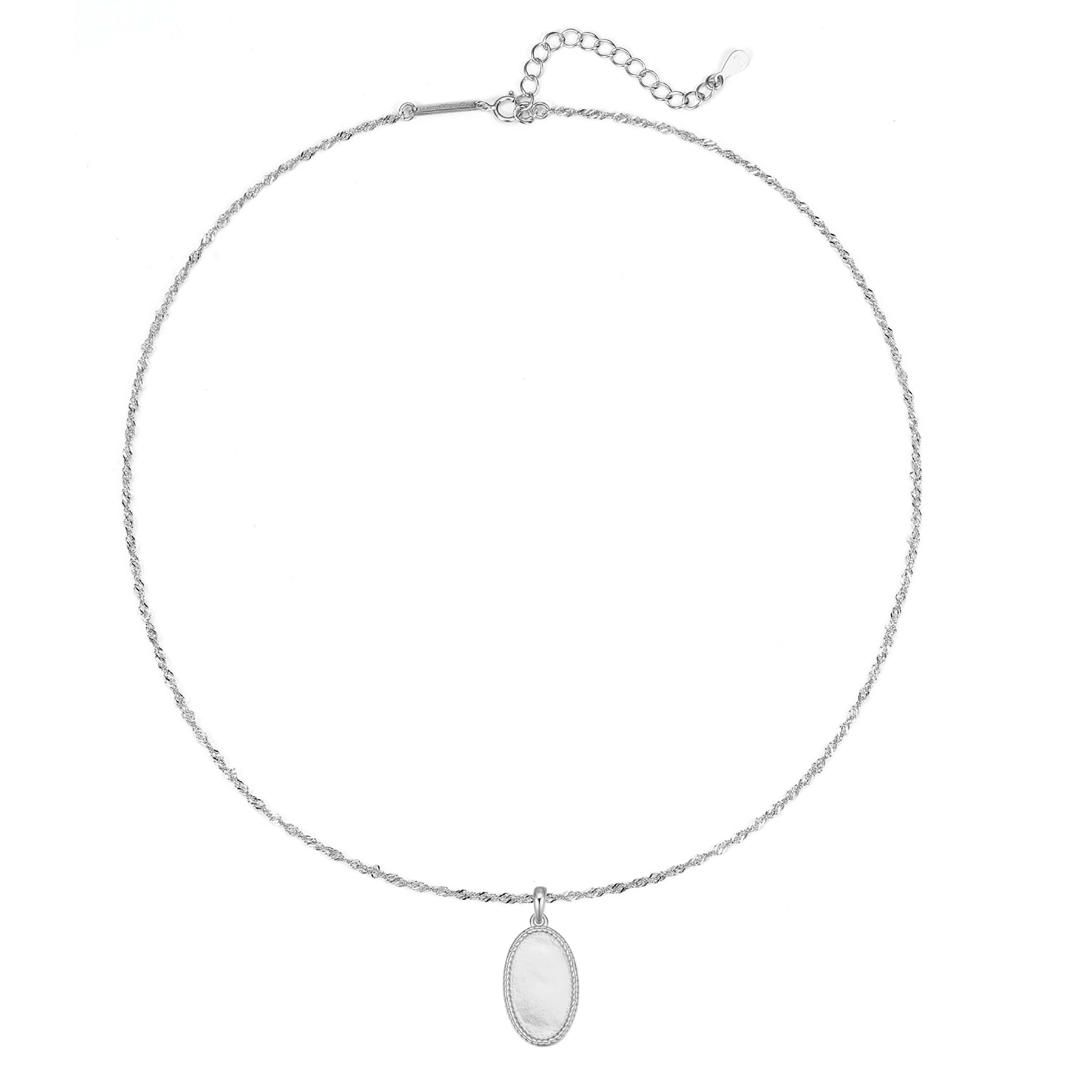 Collar Colgante Cuerda Oval Plata de Ley 925