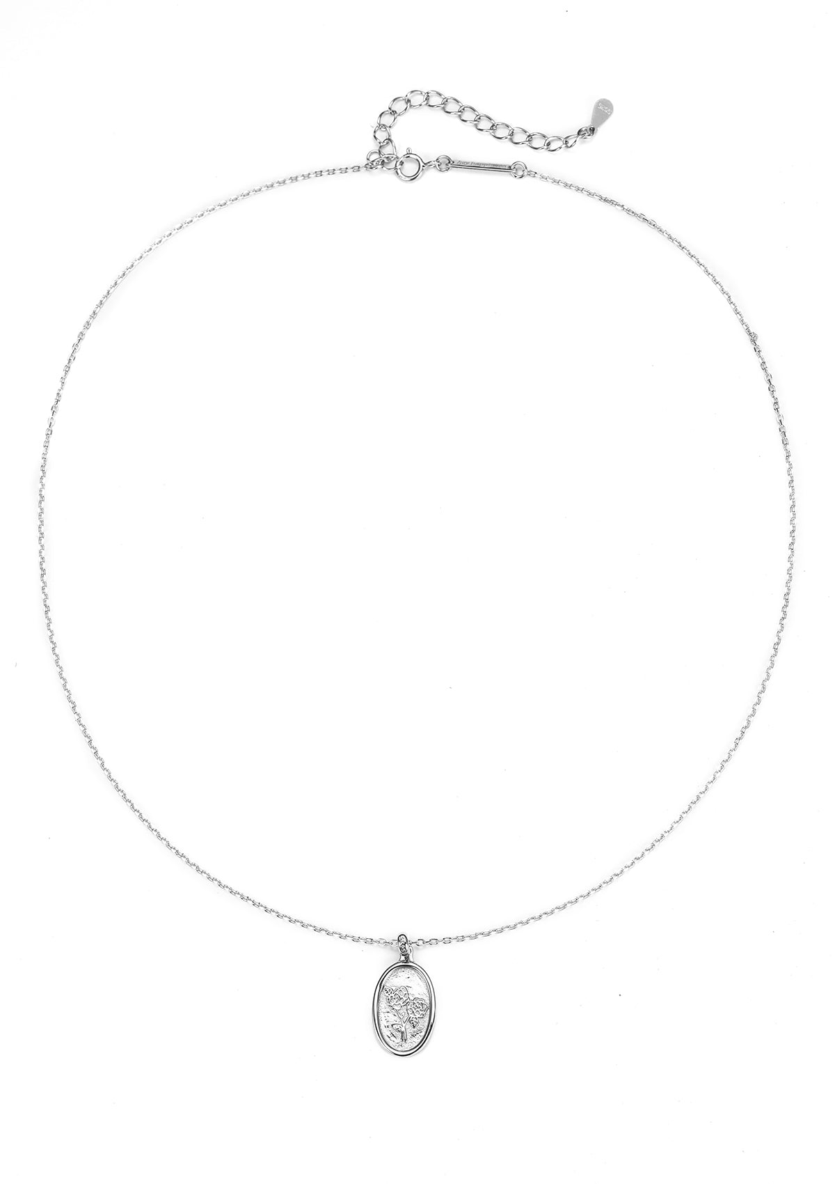 Collar Colgante Rosa Ovalada Plata de Ley 925