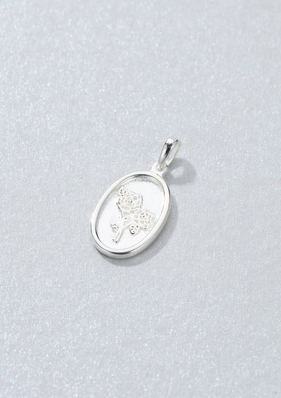 Oval Rose Pendant Sterling Silver
