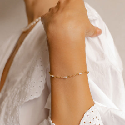 Bracelet Chaîne Perle Argent 925 en Or