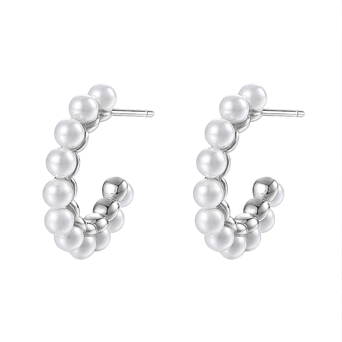 Boucles d’Oreilles Créoles Perle Argent Sterling