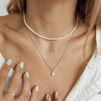 Pearl Necklaces Sterling Silver Set