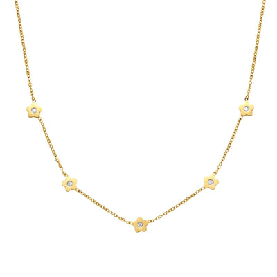 Petite Flower Charm Necklace Gold