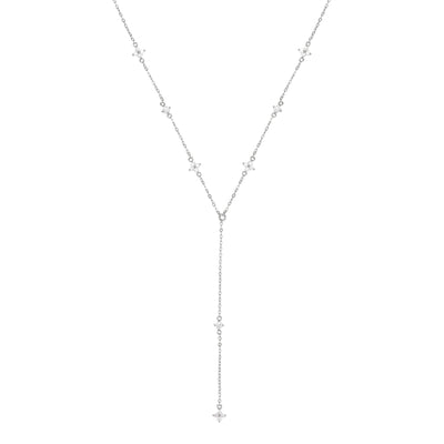 Posy Y Chain Necklace Sterling Silver Gold