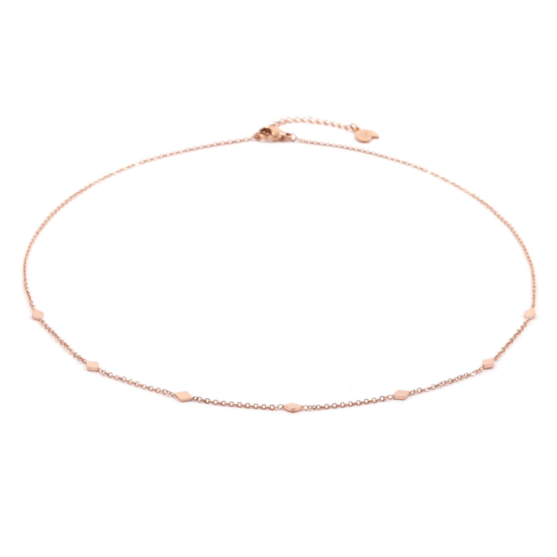 Zarte Kette mit Rhombus Anhängern in Roségold
