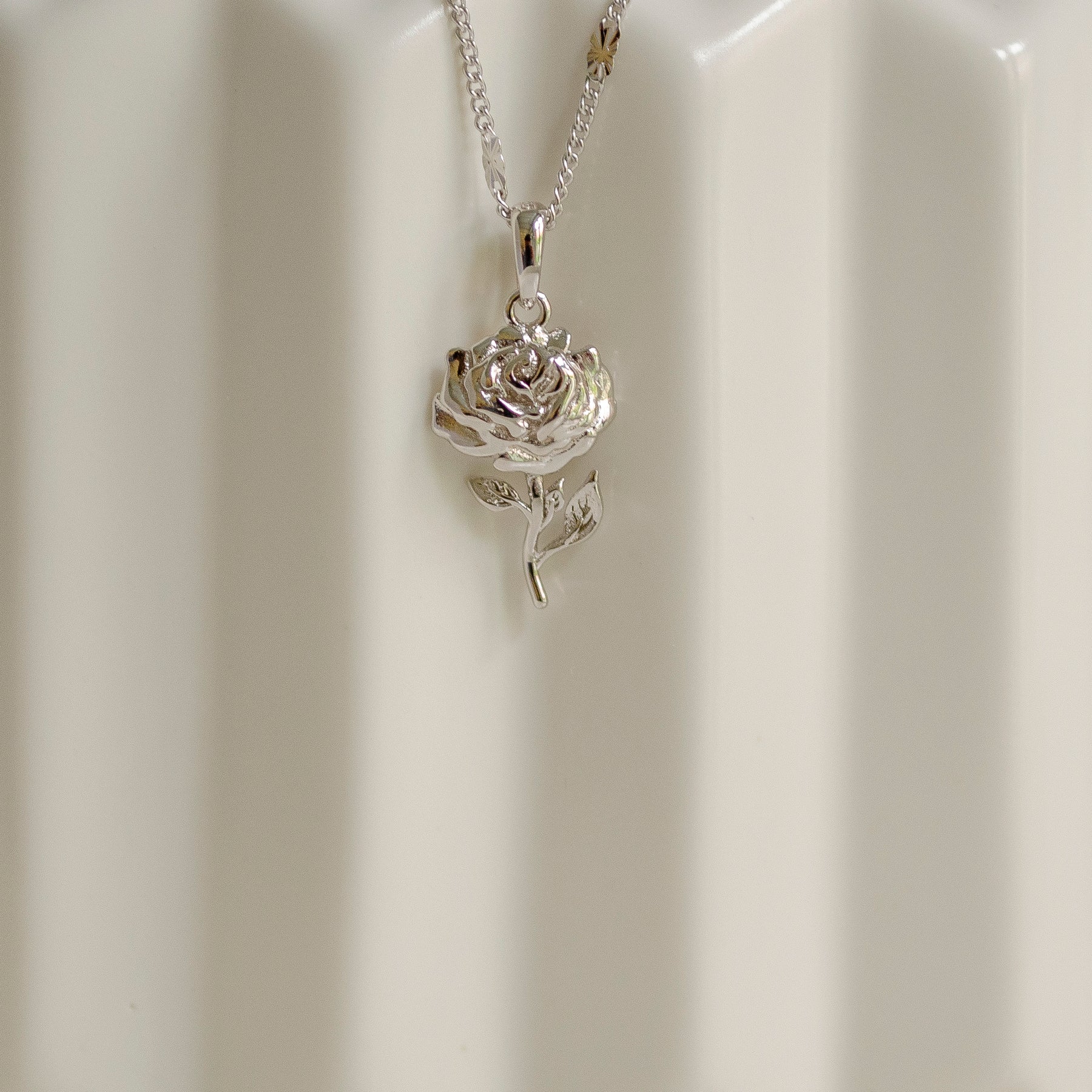 Collier Pendentif Rose Argent Sterling
