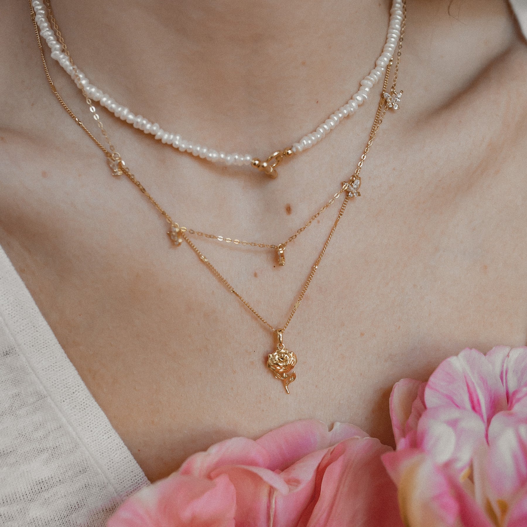 Rose Pendant Sterling Silver Gold