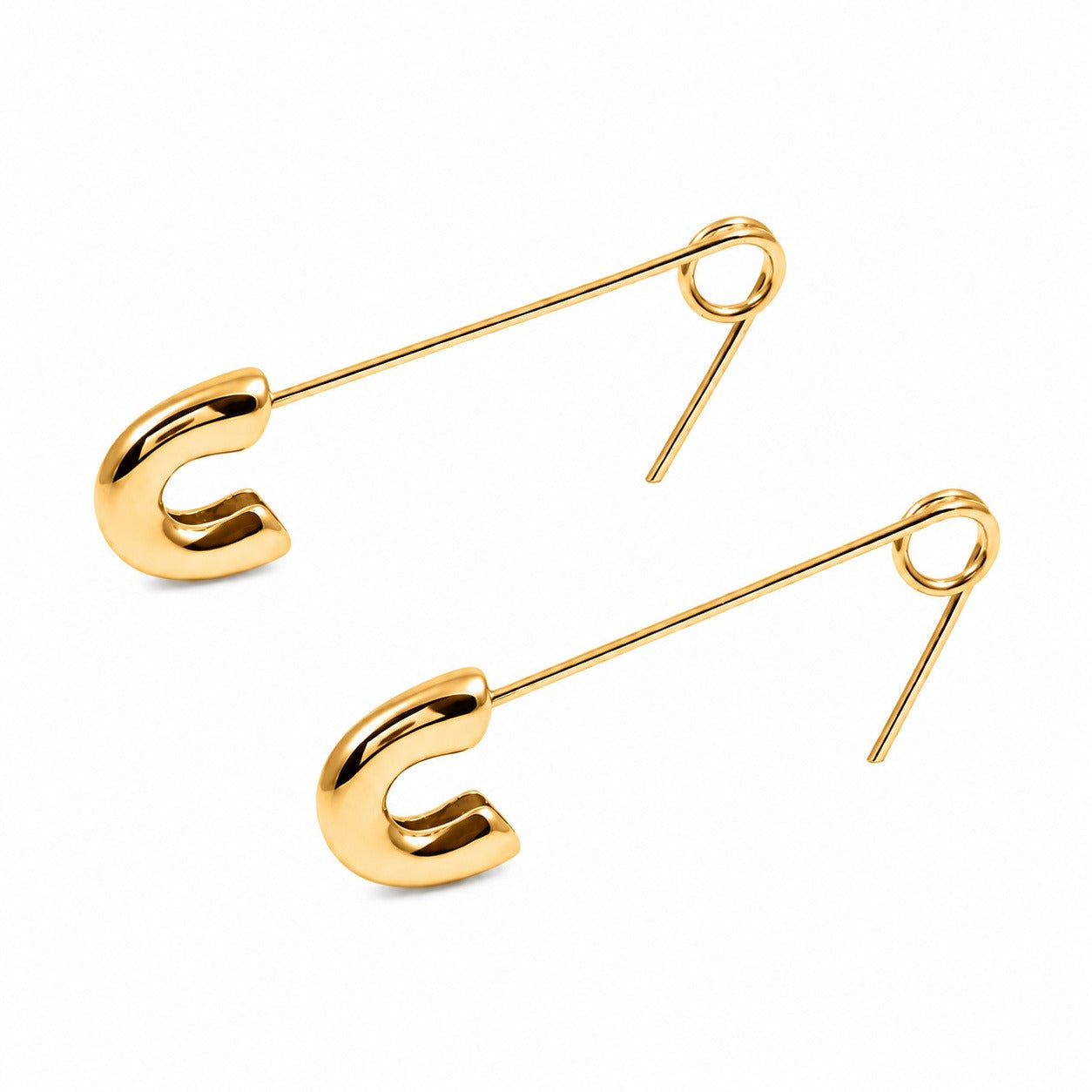 Safety Pin Earrings Gold