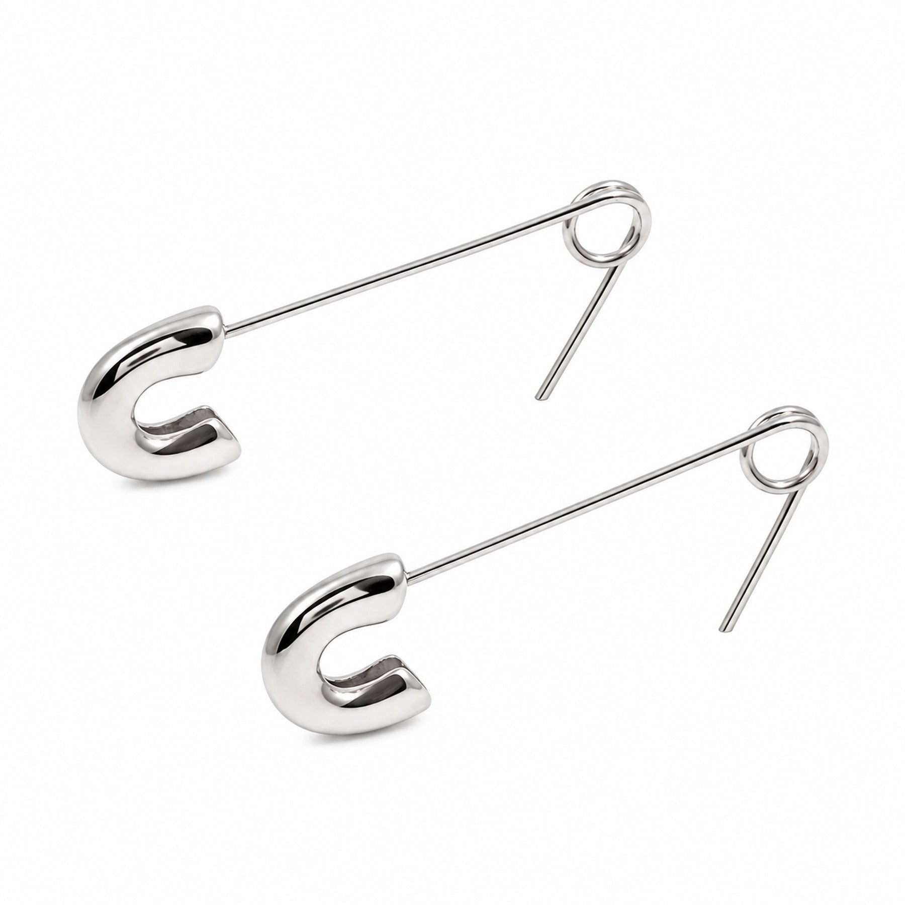 Safety Pin Earrings Silver