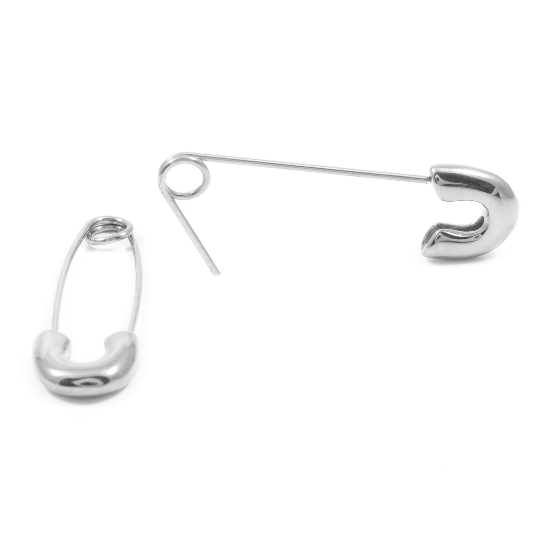 Safety Pin Earrings Silver