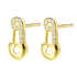 Safety Pin Stud Earrings Sterling Silver Gold