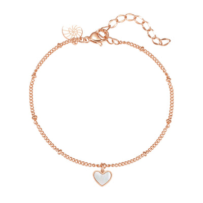Shell Heart Pendant Chain Bracelet Rose Gold