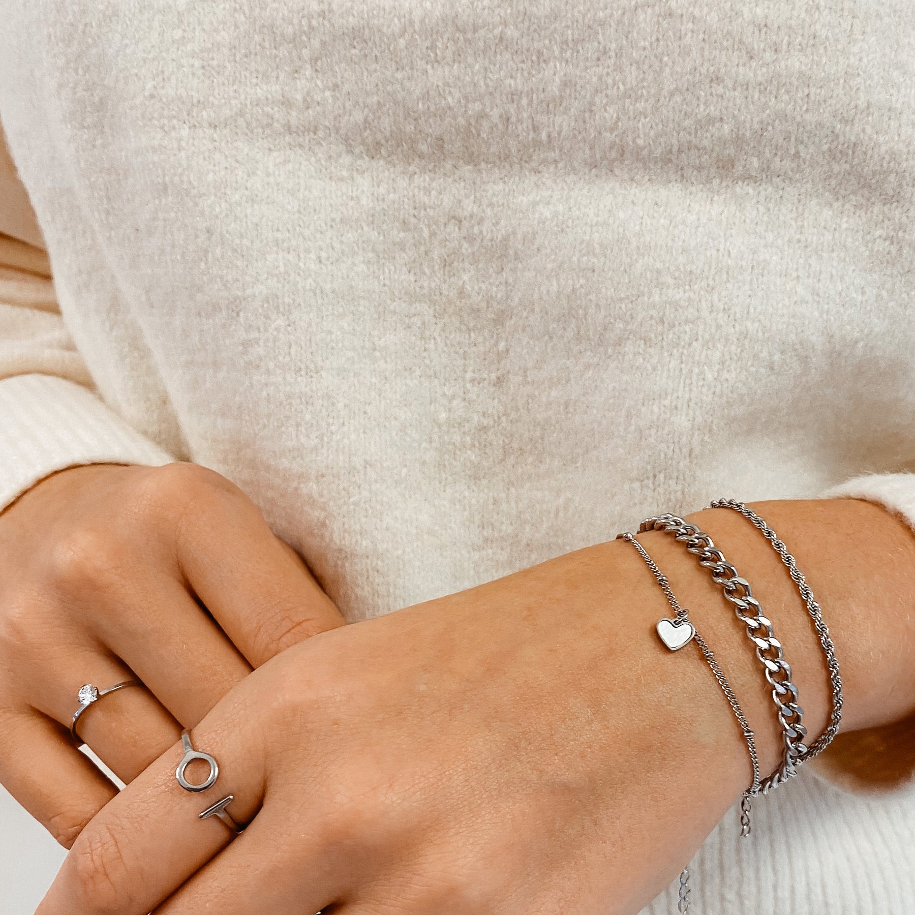 Muschelschale Herz Armband in Silberfarbe