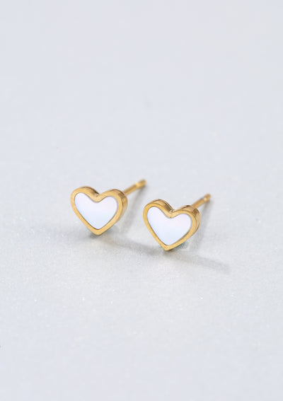 Shell Heart Stud Earrings Gold