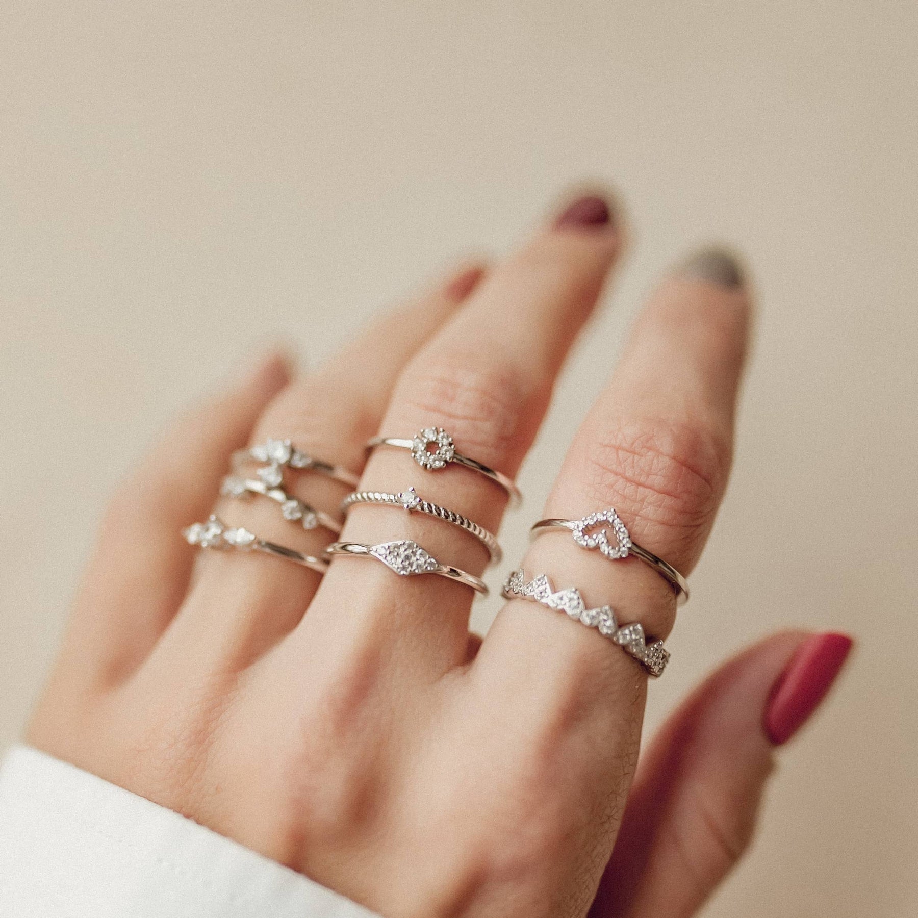Slim Diamond Ring Sterling Silver
