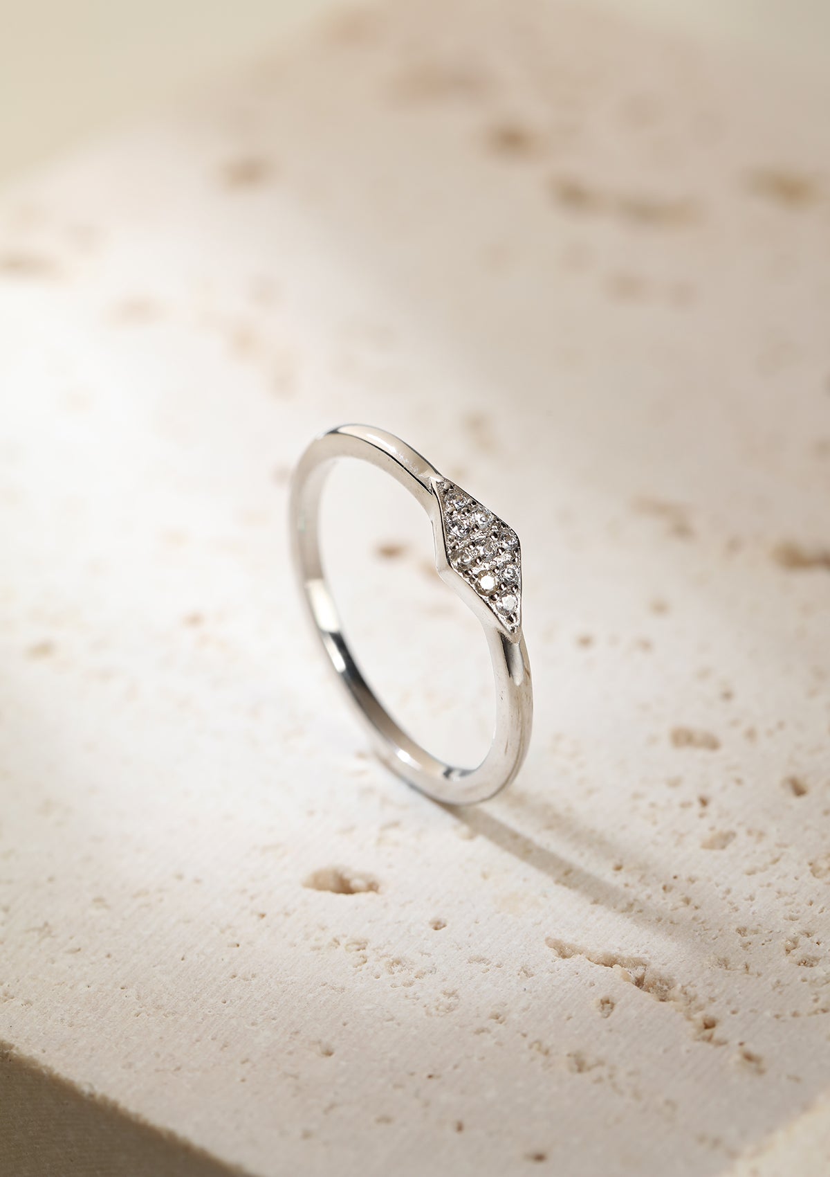 Schlanker Ring Diamant-Optik Sterlingsilber