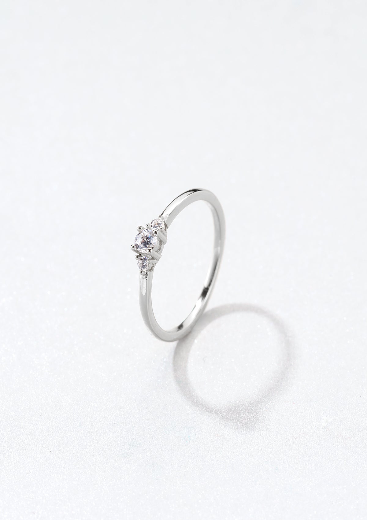 Anillo Triple Gema Banda Fina Plata de Ley 925