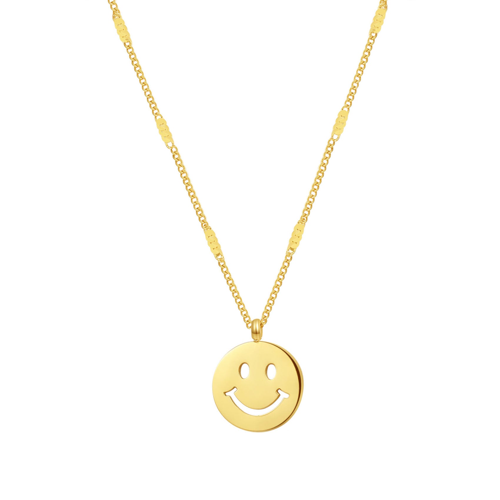 Happiness Kette Gold Gesicht Hey Anhänger – Sterlingsilber Smiley in