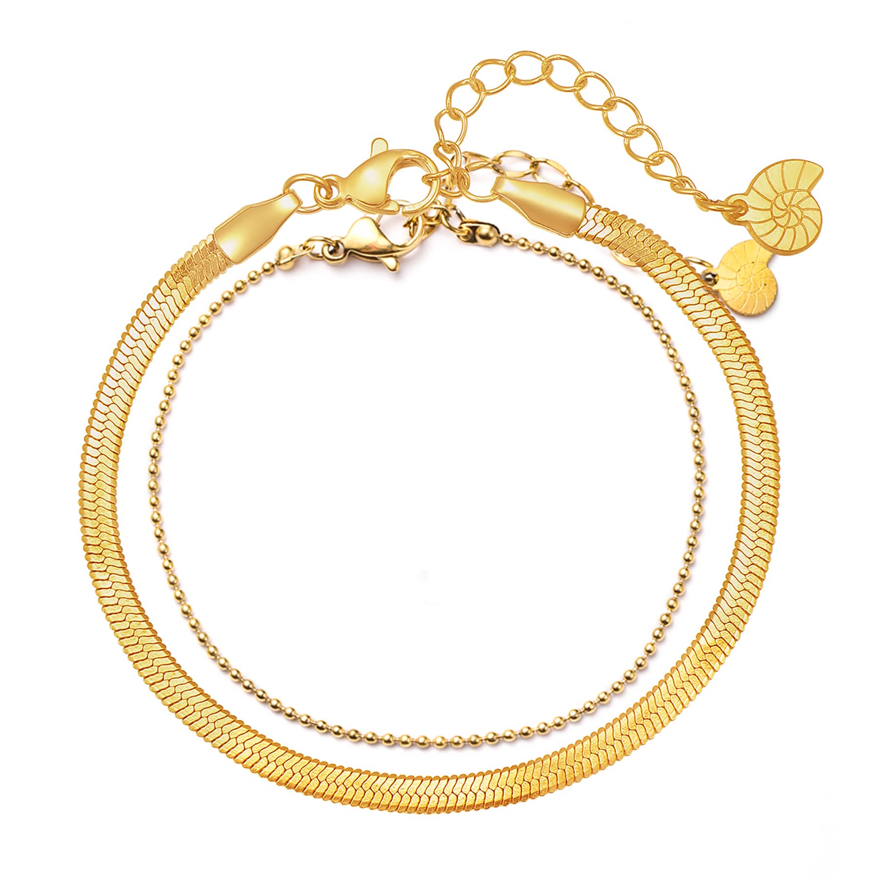 Snake and Bead Chain Bracelet Set
