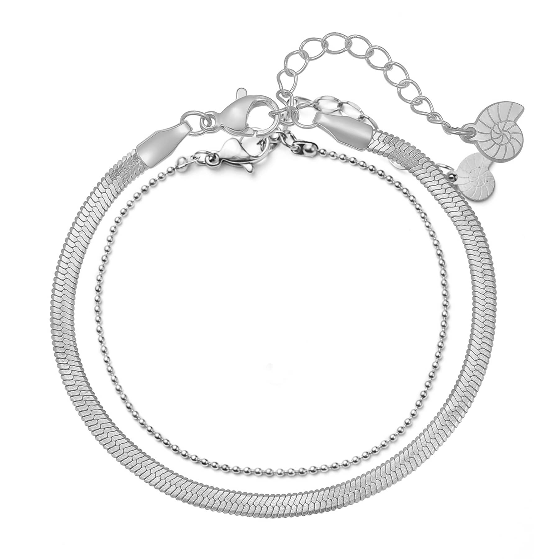 Snake and Bead Chain Bracelet Set