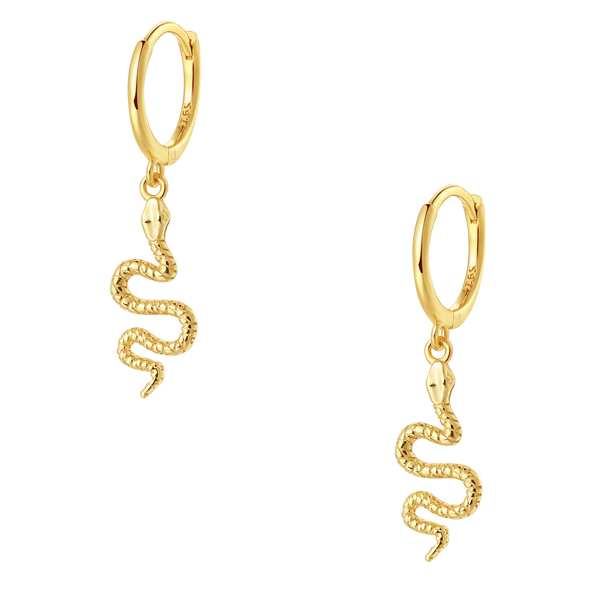 Snake Huggie Earrings Sterling Silver Gold