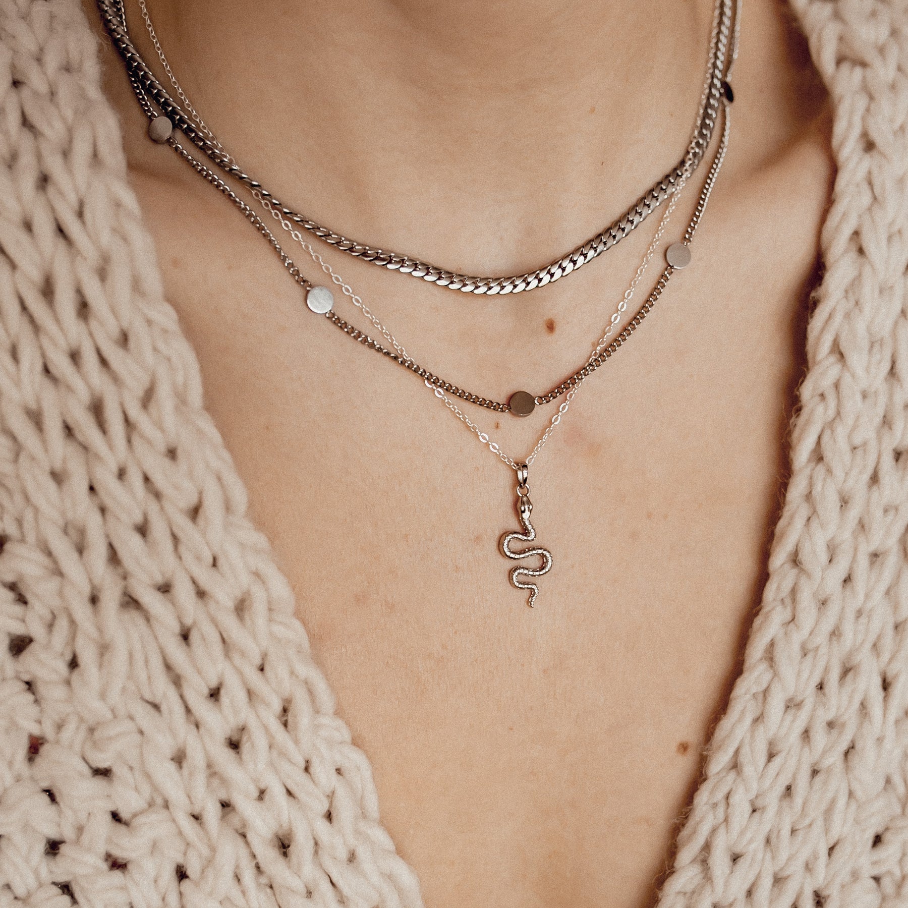 Collar Colgante Serpiente Plata de Ley 925