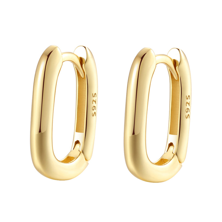 Pendientes Huggie Ovalados Plata de Ley 925 en Oro