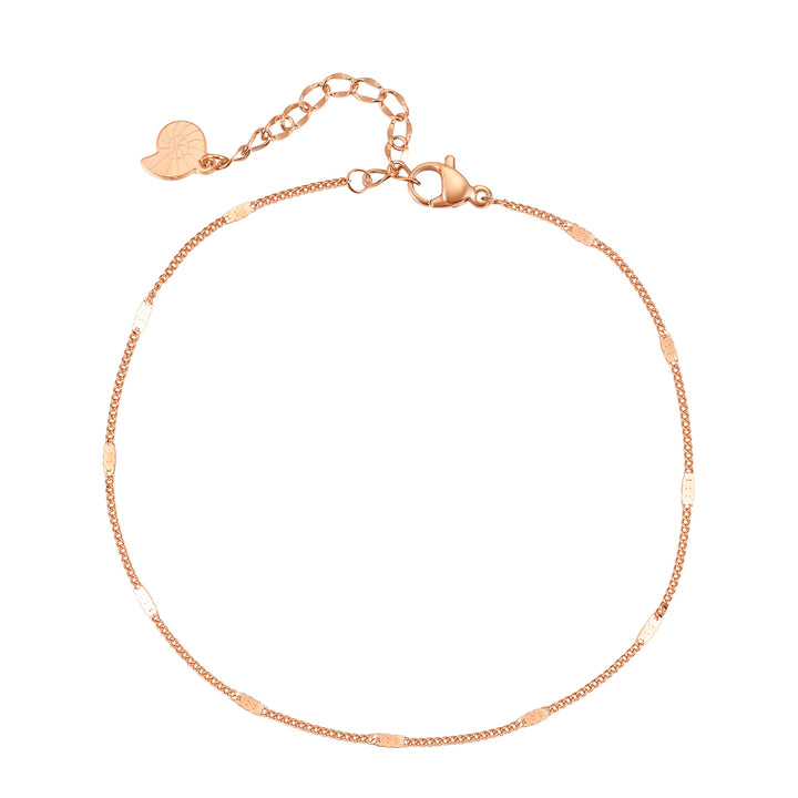 Bracelet de Cheville Fine Chaîne Incurvé en Or Rose