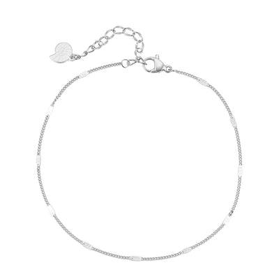 Flattened Curb Chain Anklet Silver
