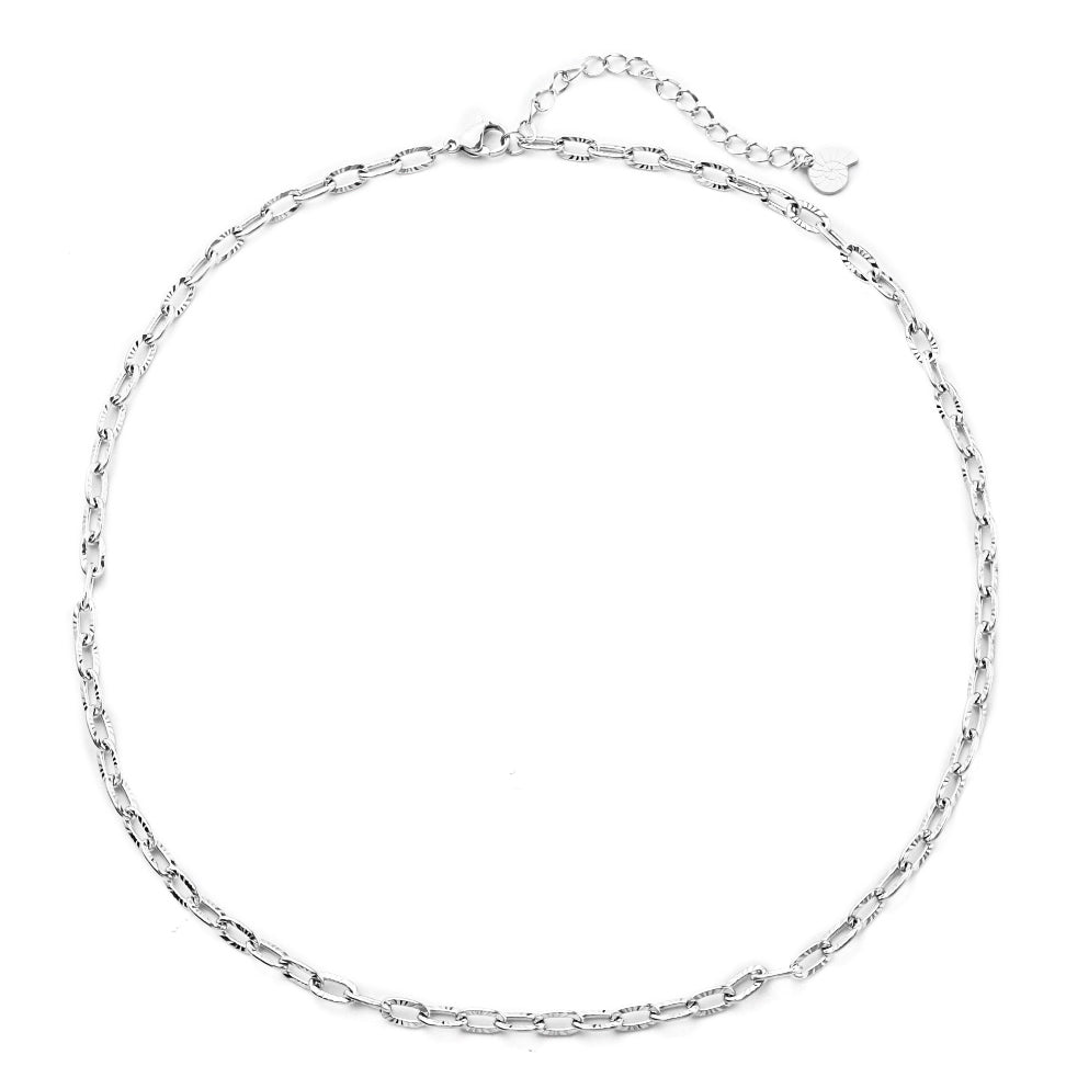 Collar Cadena Textura Eslabones en Plata