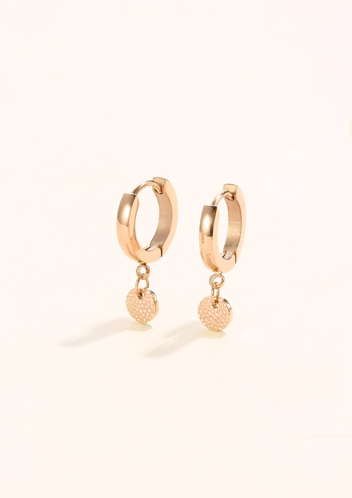 Textured Circle Hoop Earrings Rose Gold
