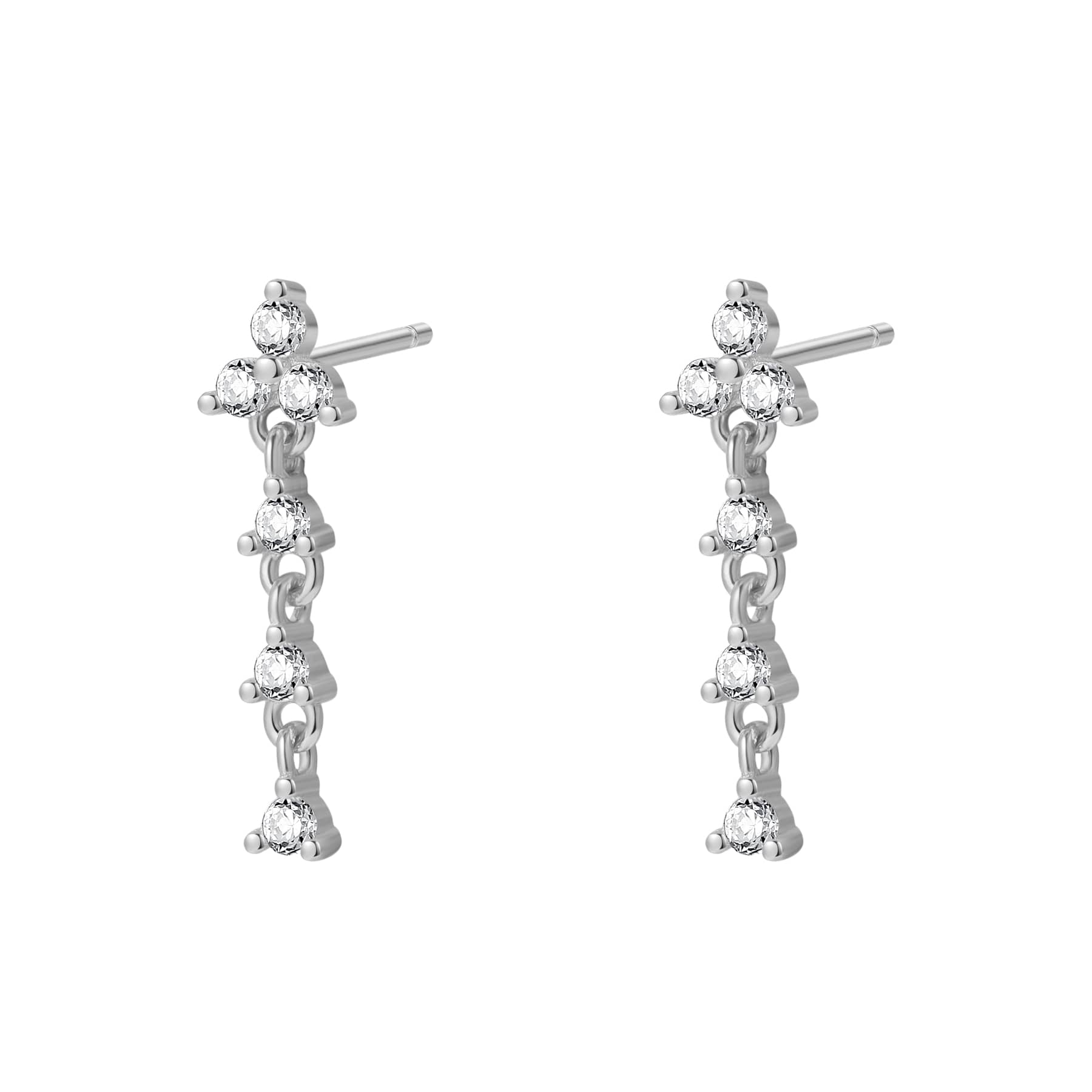 Pendientes de Botón Gota Trinity Plata de Ley 925