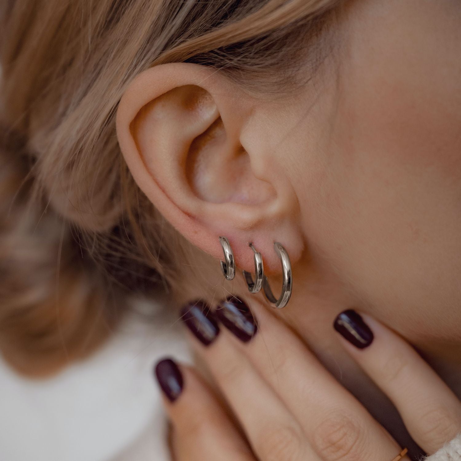 Set Pendientes Aros Trio Plata de Ley 925