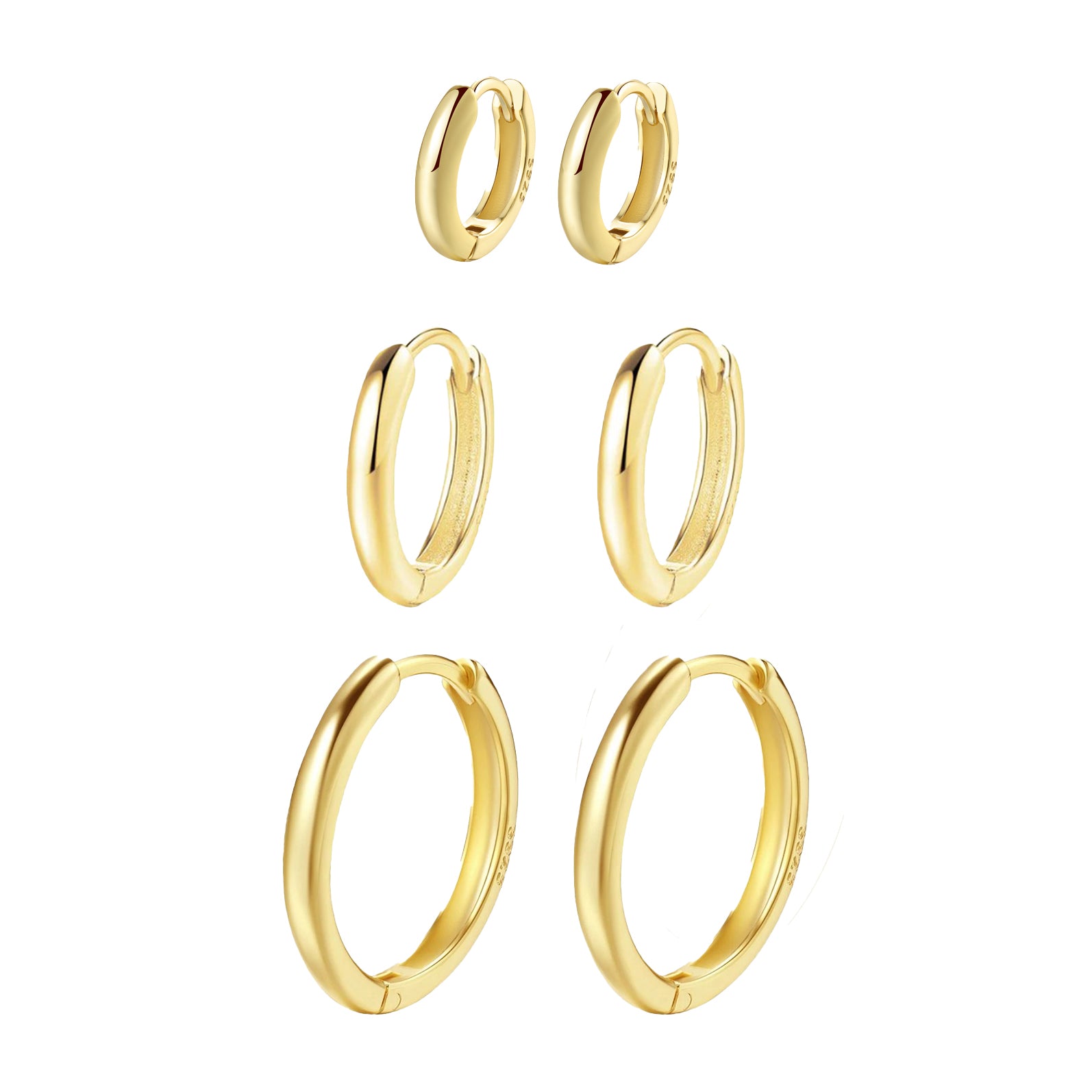 Set Pendientes Aros Trio Plata de Ley 925
