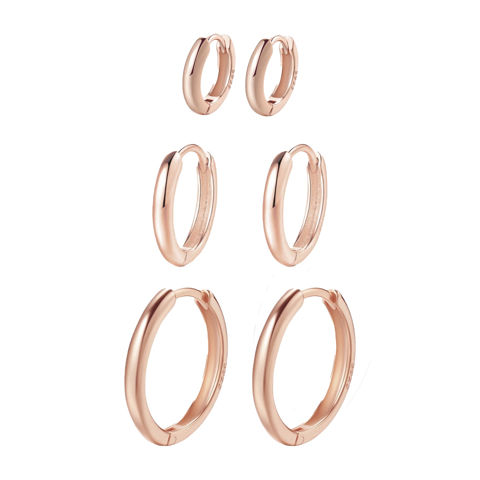 Set Pendientes Aros Trio Plata de Ley 925