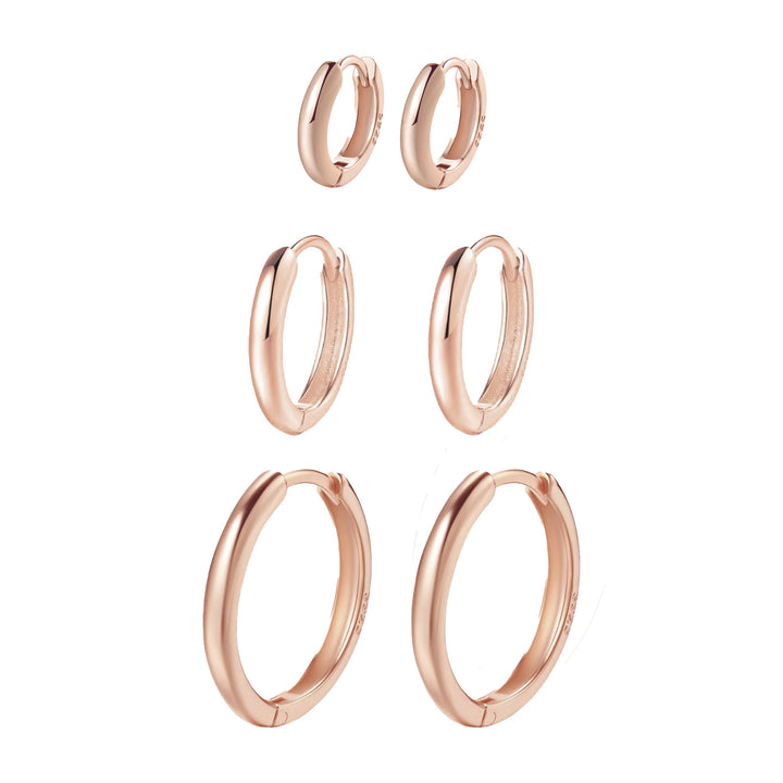 Set Pendientes Aros Trio Plata de Ley 925