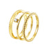 Triple Textured Ring Set Sterling Silver Gold