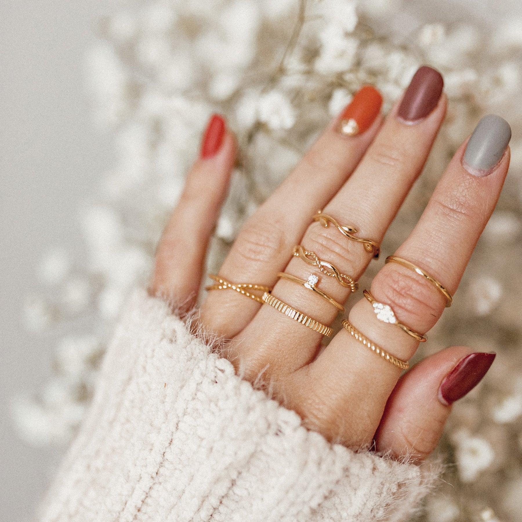 Bague Triple Texturée Argent Sterling en Or