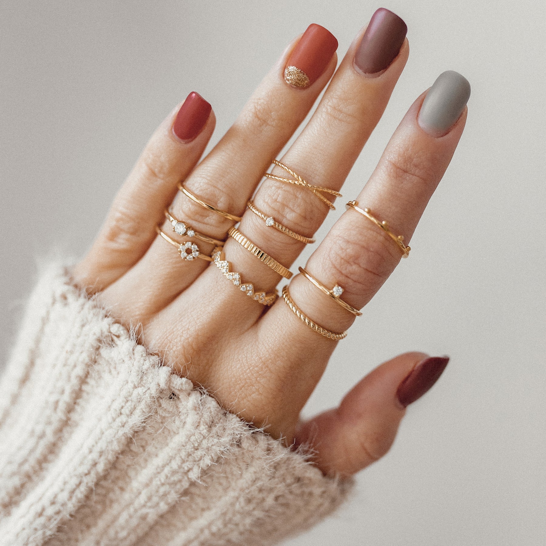 Bague Triple Texturée Argent Sterling en Or