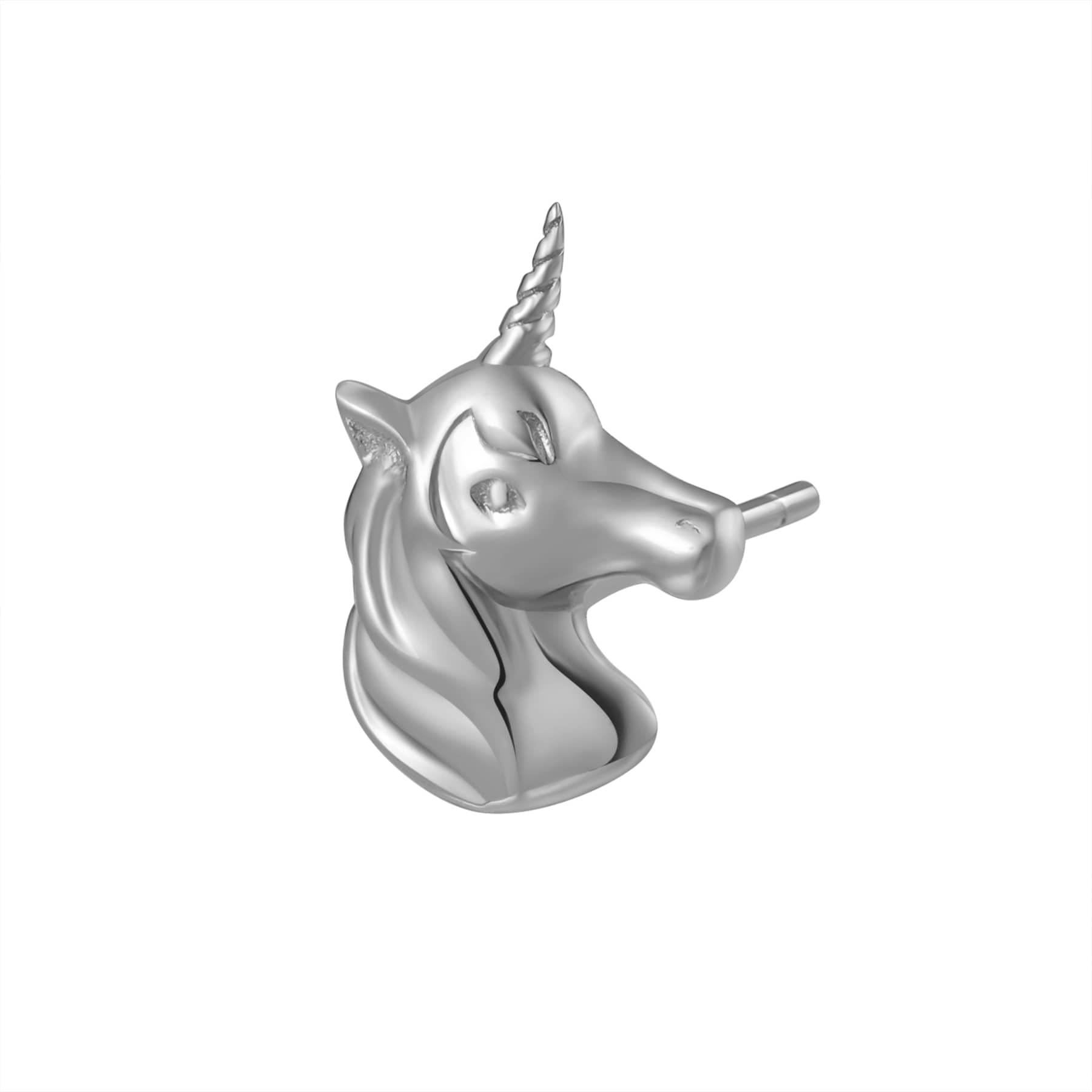 Pendiente de Botón Unicornio Plata de Ley 925