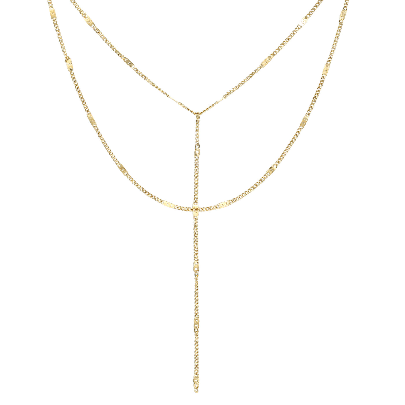 Y Layered Necklace Gold