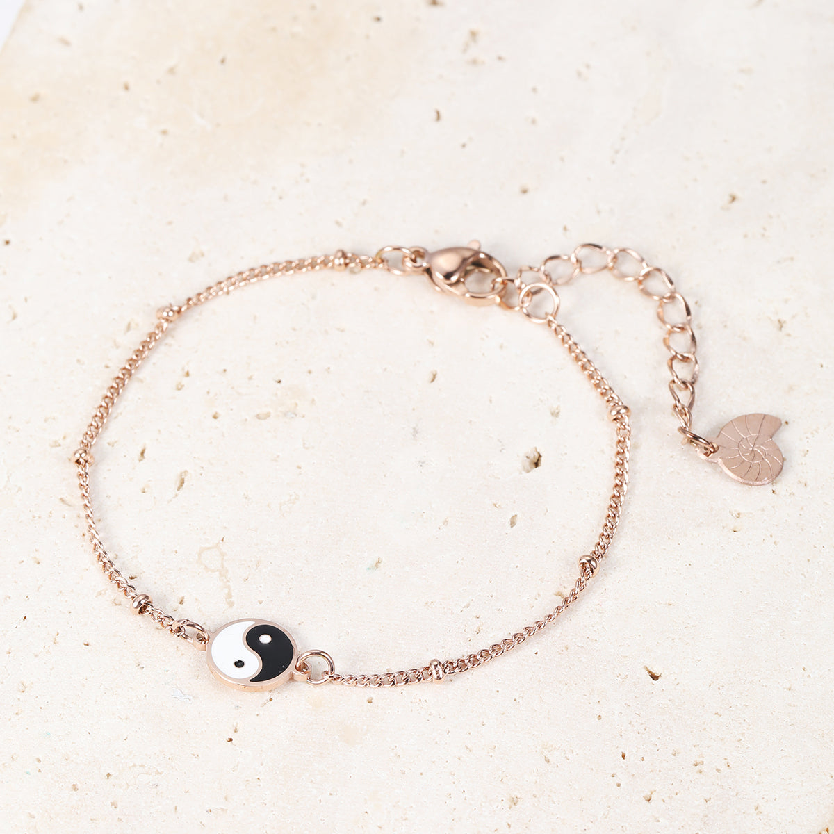 Yin Yang Armband im Kugelkette-Design in Roségold