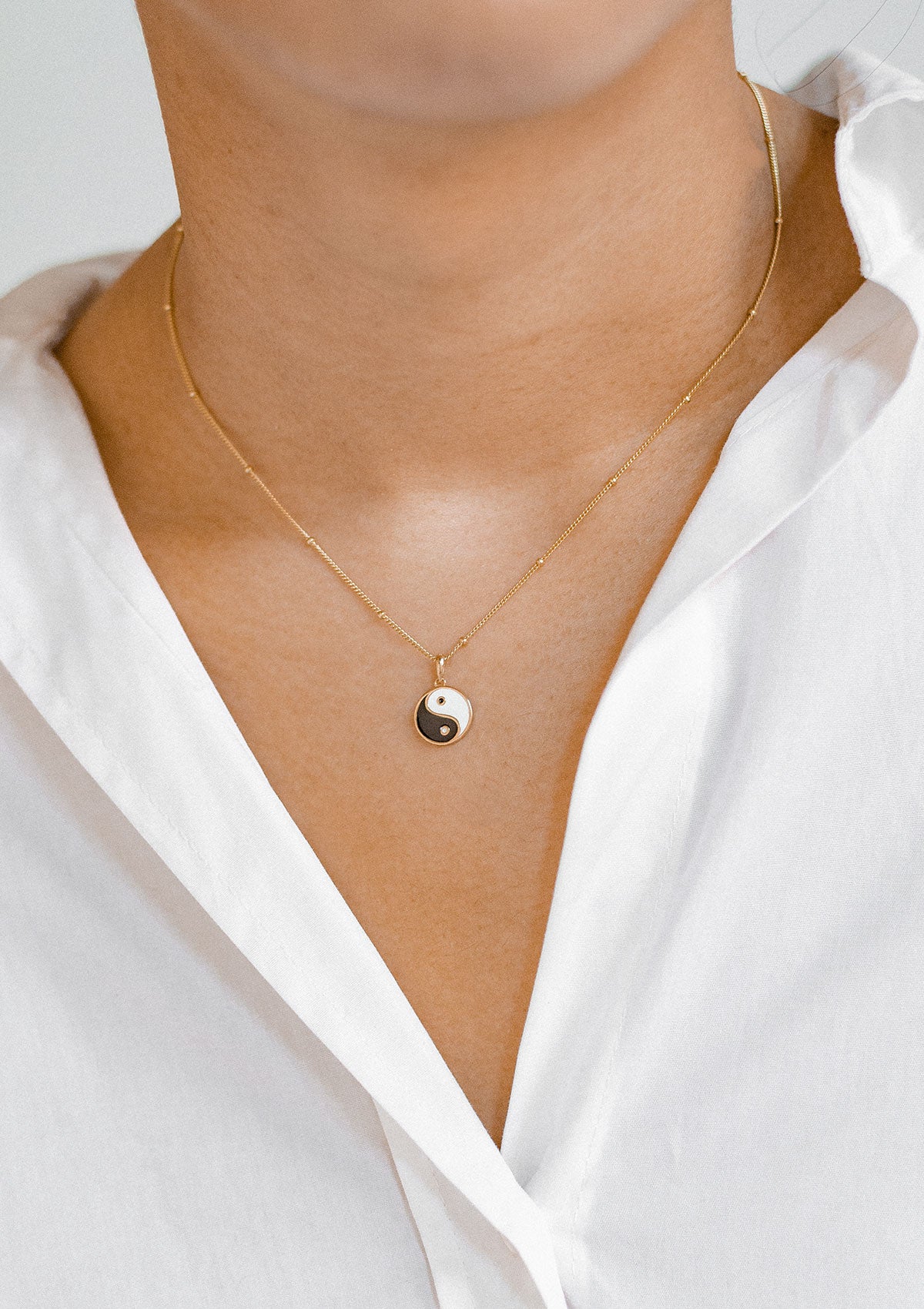 Pendentif Yin Yang Collier Argent Sterling en Or