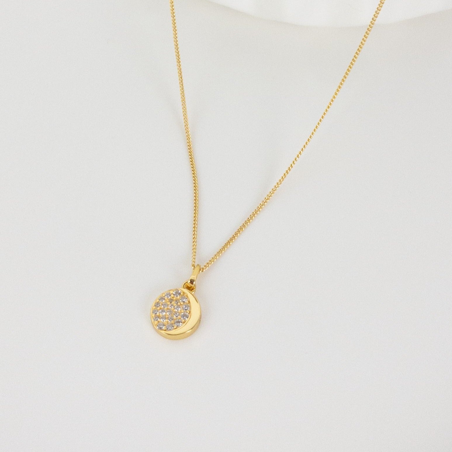 Collier Pendentif Zircone Lune Argent Sterling en Or