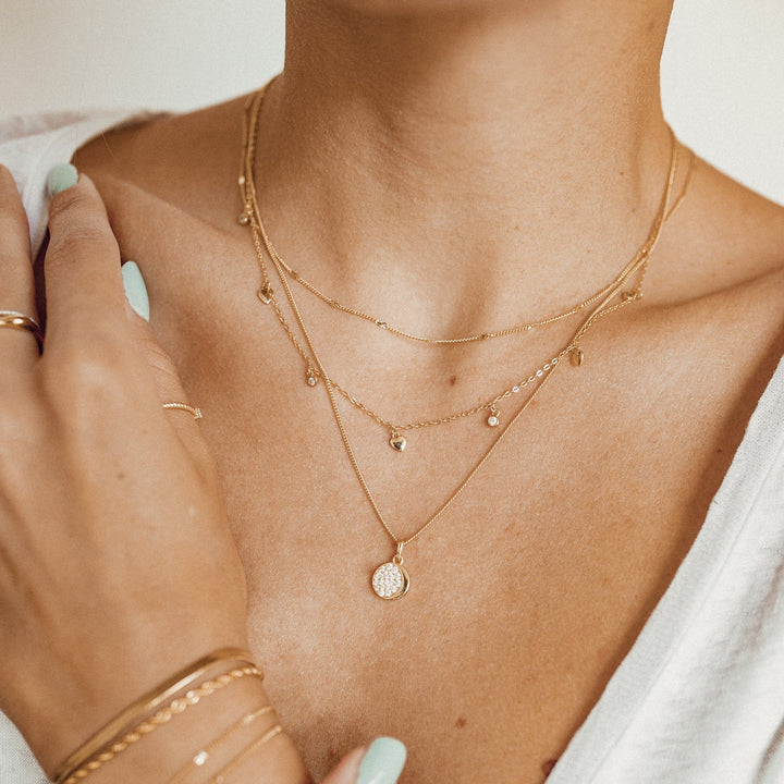 Collier Pendentif Zircone Lune Argent Sterling en Or