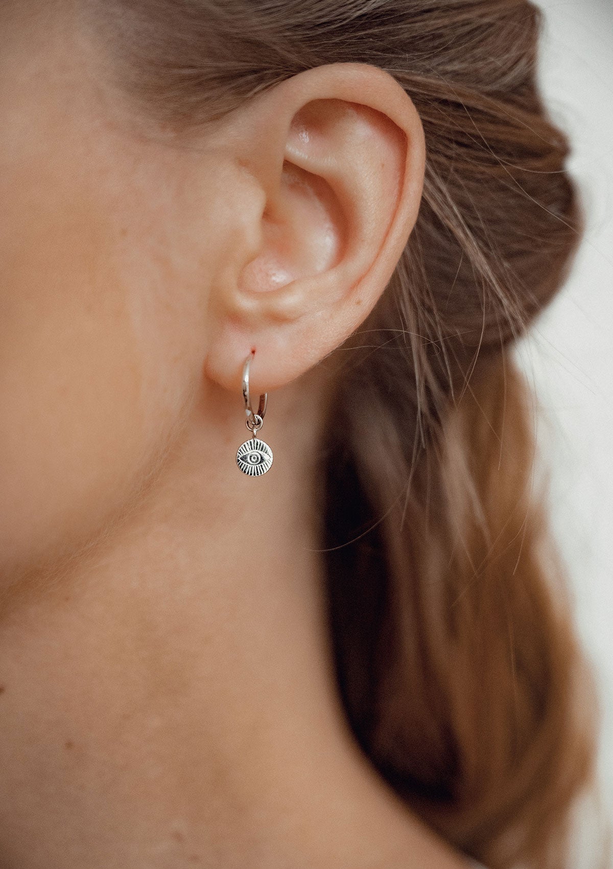 Creolen Evil Eye Anhänger Sterlingsilber