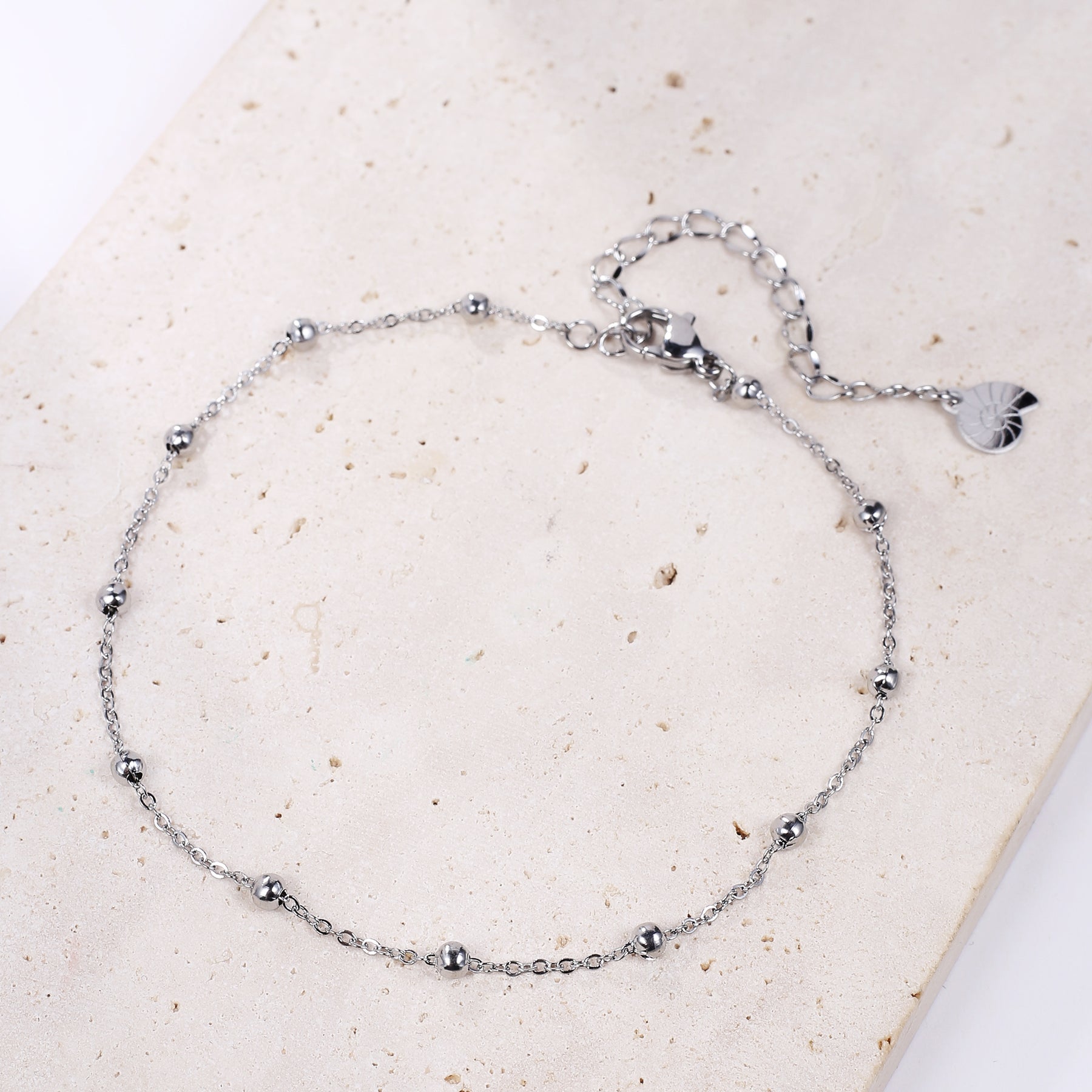 Delicate Ball Chain Anklet Silver