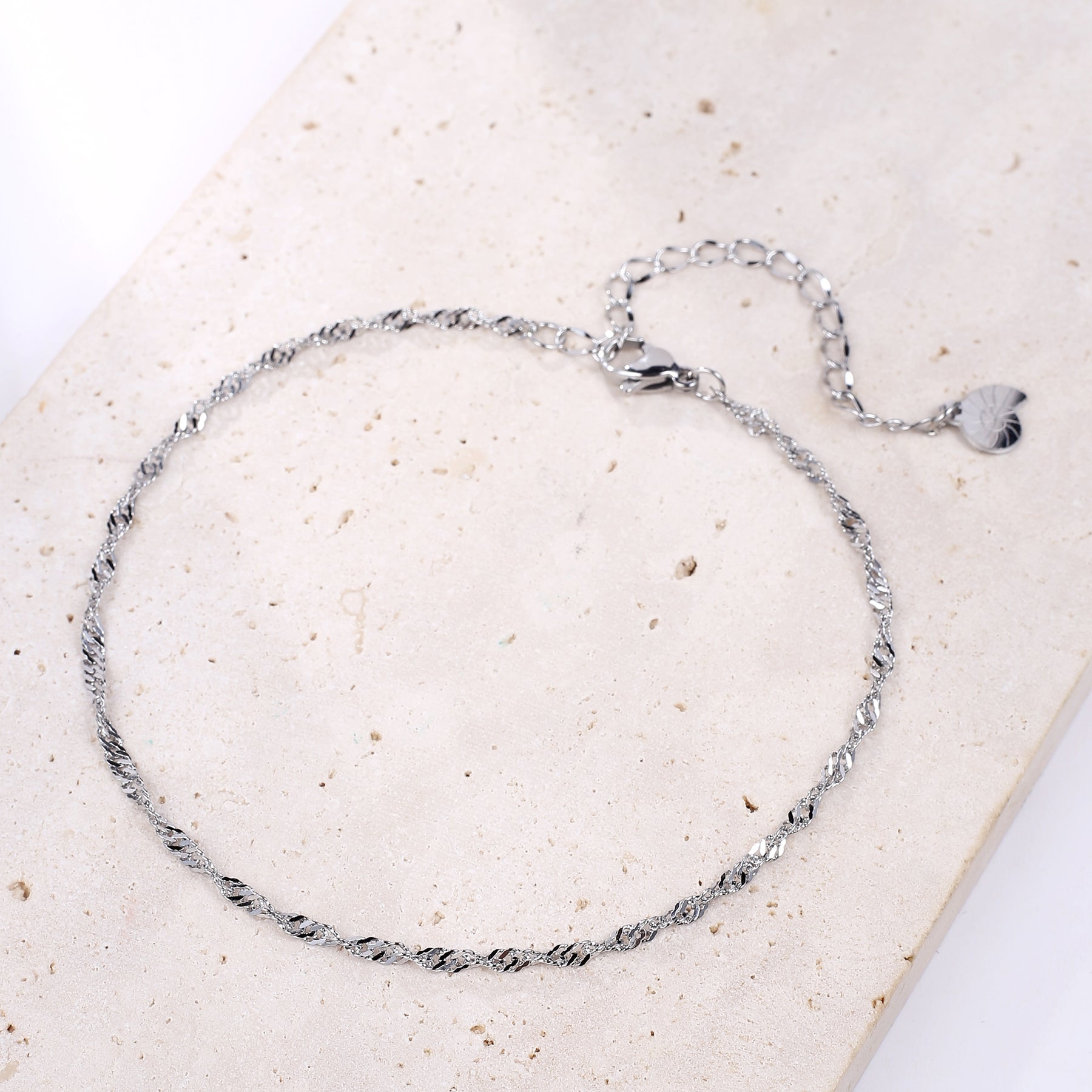 Tobillera Cadena Delicada Singapur en Plata